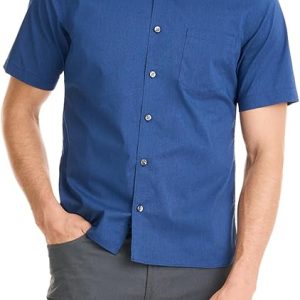 Van Heusen Mens Wrinkle Free Short Sleeve Button Down Check Shirt