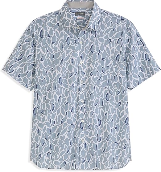Van Heusen Mens Wrinkle Free Short Sleeve Button Down Check Shirt