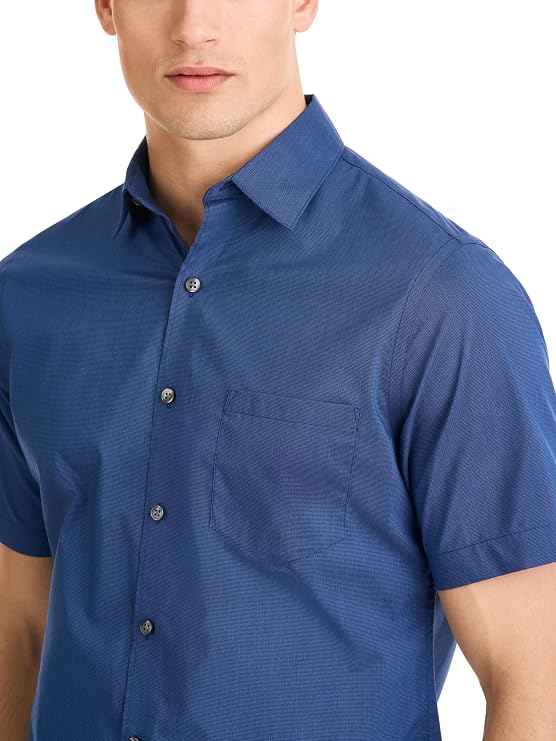 Van Heusen Mens Wrinkle Free Short Sleeve Button Down Check Shirt - Image 3
