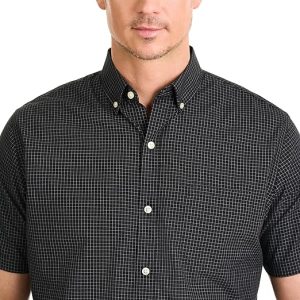 Van Heusen Mens Wrinkle Free Short Sleeve Button Down Check Shirt